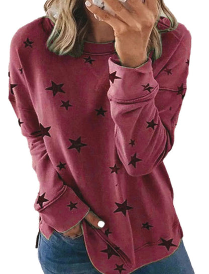 Star Print Oversized Pullover Top