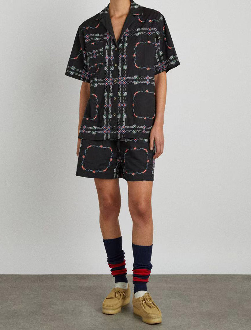 Floral Print Pajama Set with Short Sleeves