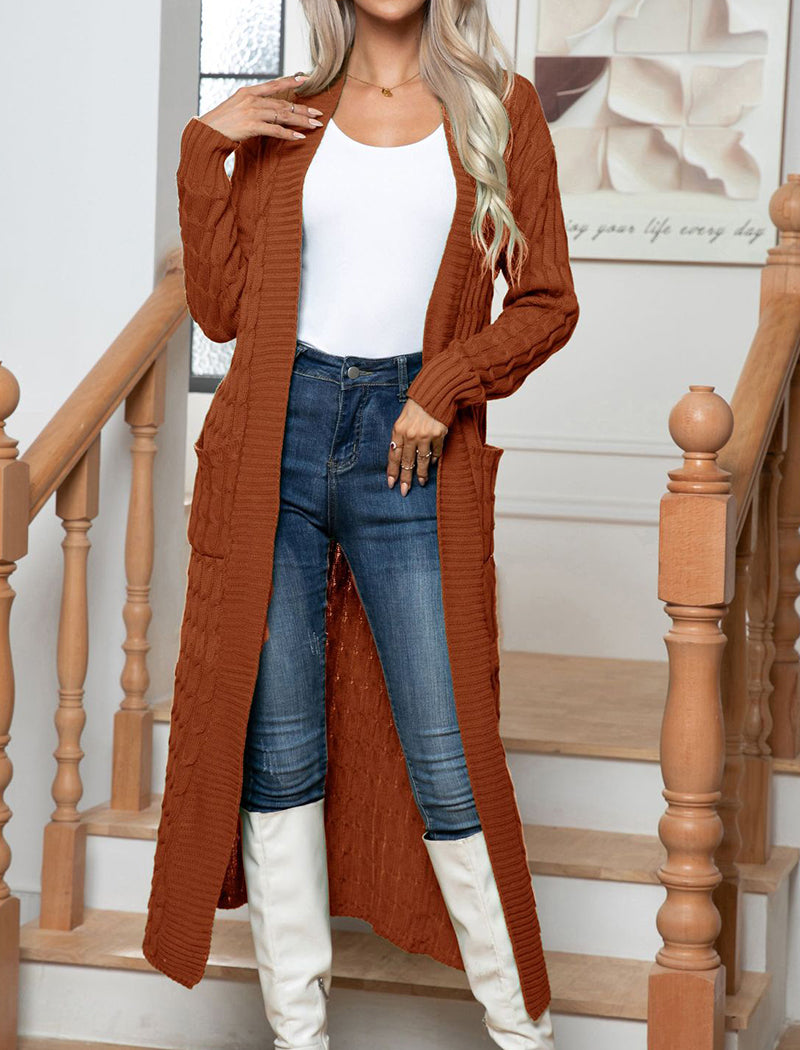 Cable Knit Open Front Cardigan