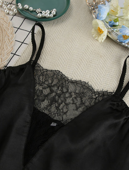 Lace-Trim Satin Cami and Shorts Sleep Set