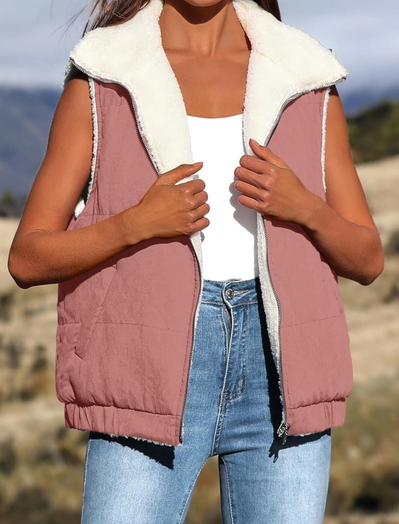 Sleeveless Puffer Vest with Zipper Front