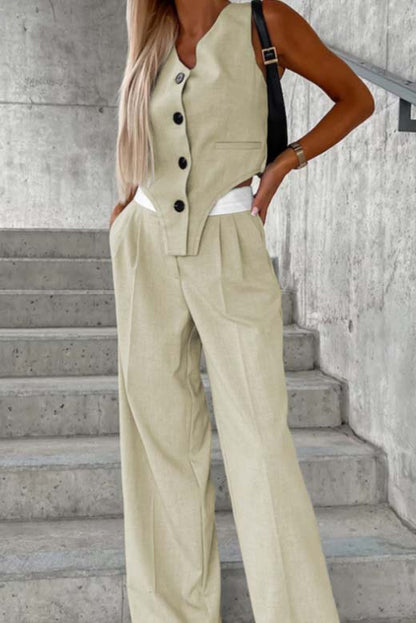 Button-Front Vest and Pants Set