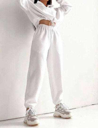 High-Neck Cropped Hoodie with Joggers