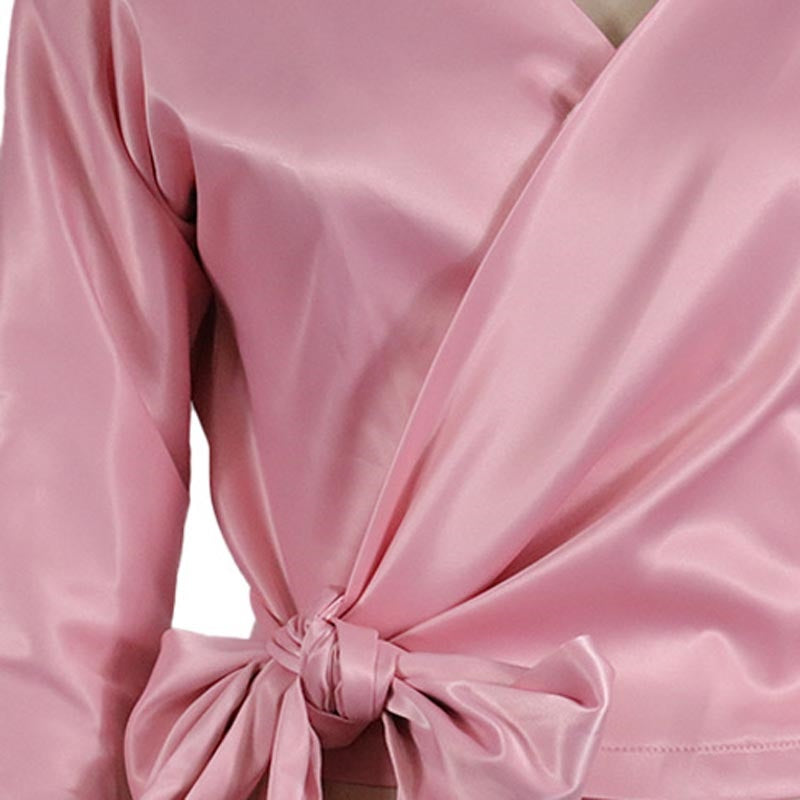 Elegant Satin Wrap Blouse