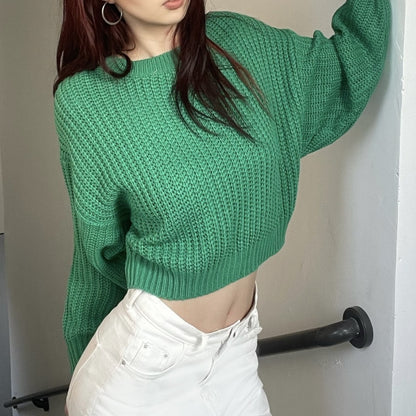 Waffle Knit Long-Sleeve Sweater