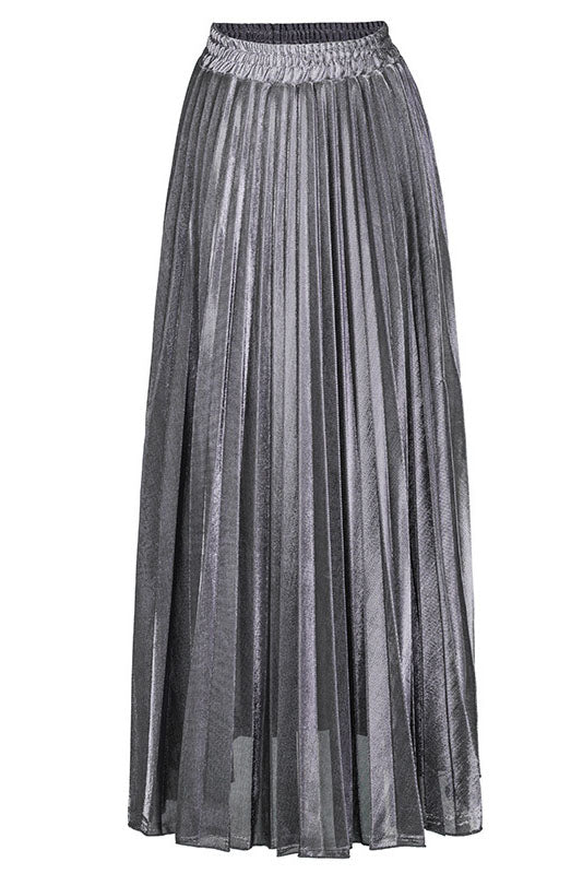 Metallic Pleated Maxi Skirt