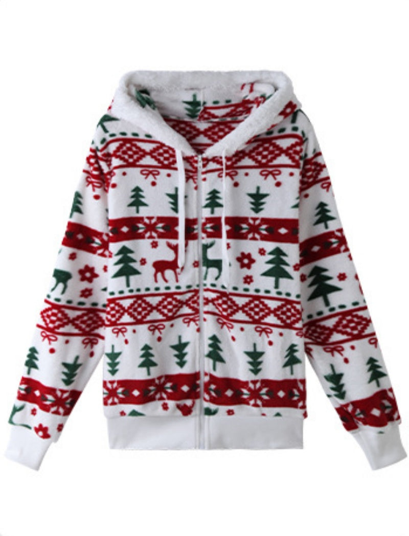 Festive Print Sherpa Jacket