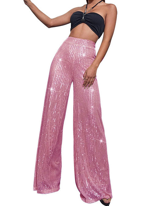 High-Waist Sequin Pants