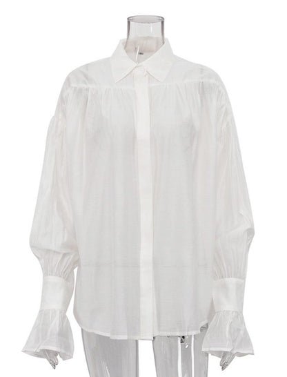 Buttoned Flare-Sleeve Blouse