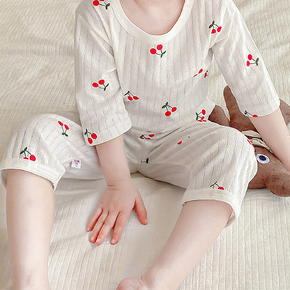 Cartoon Print Short-Sleeve Top and Pants Pajama Set (Kids)