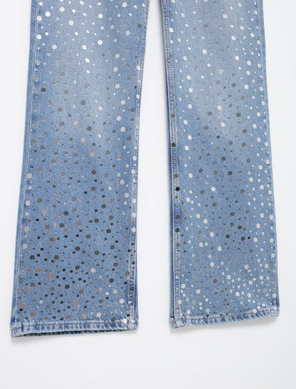 Star Studded Wide-Leg Jeans