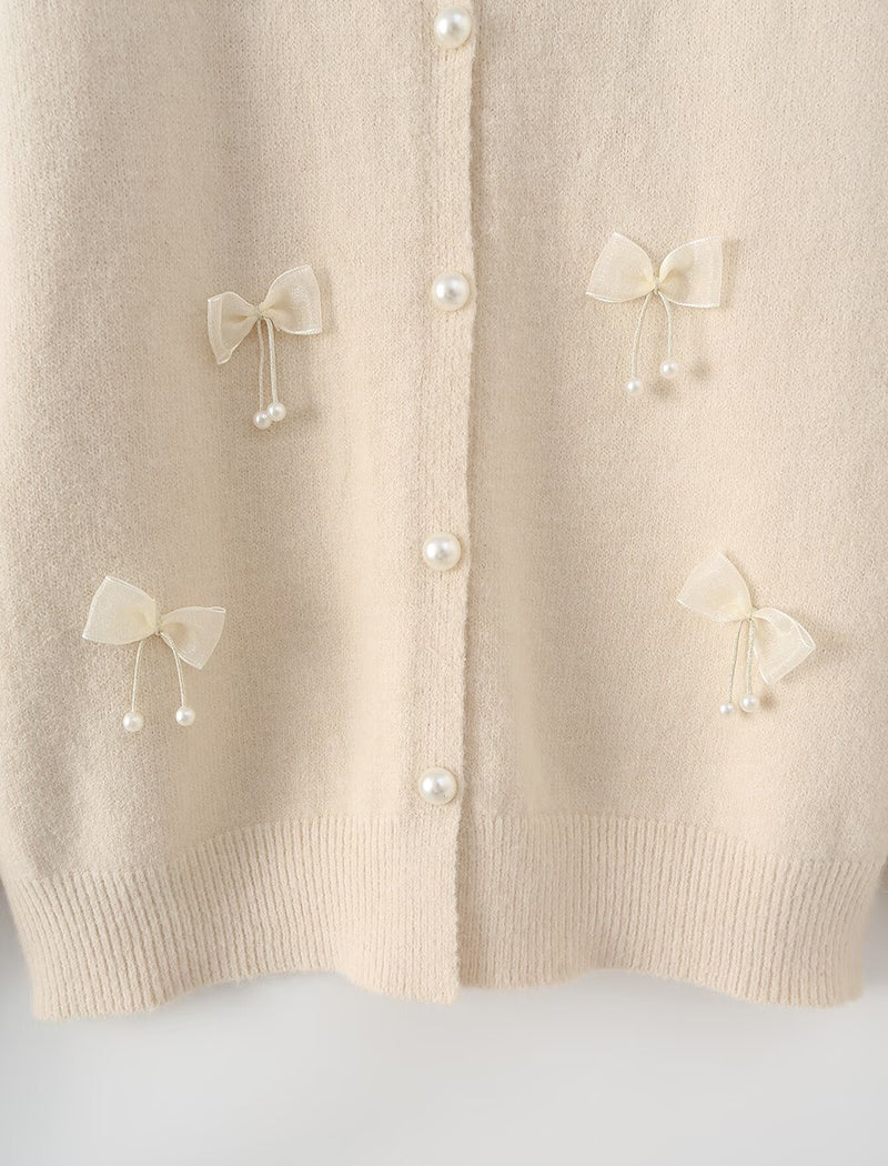 Bow Accent Knit Cardigan