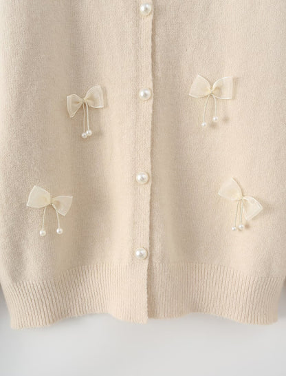 Bow Accent Knit Cardigan