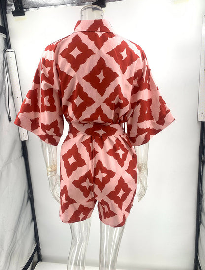 Printed Tie-Waist Romper