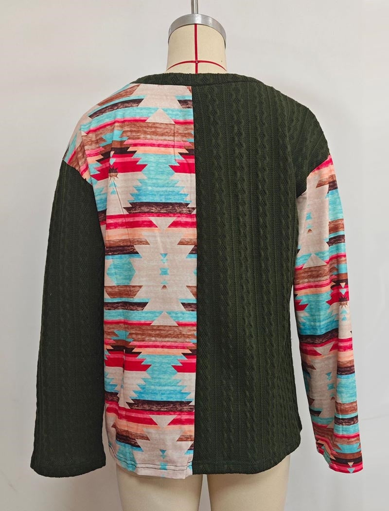 Color-Blocked Printed Sweater