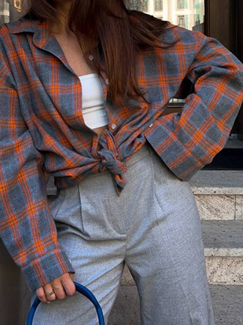 Plaid Button-Front Shirt