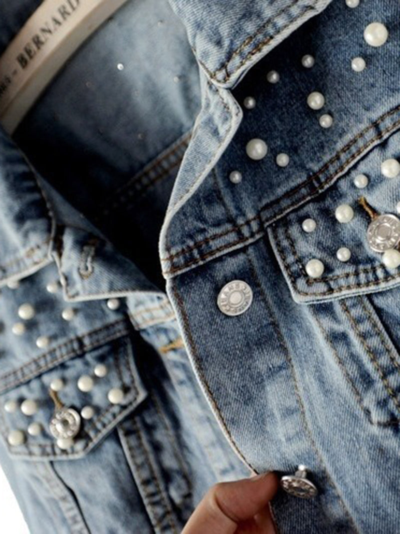 Pearl Embellished Denim Jacket