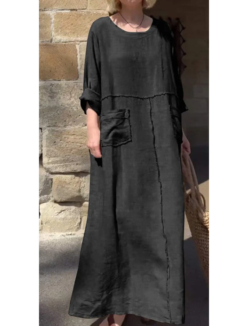 Oversized Pockets Maxi Dress