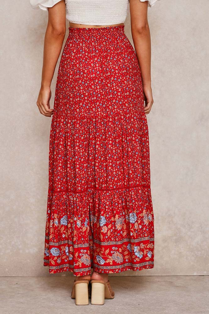 Bohemian Floral Maxi Skirt