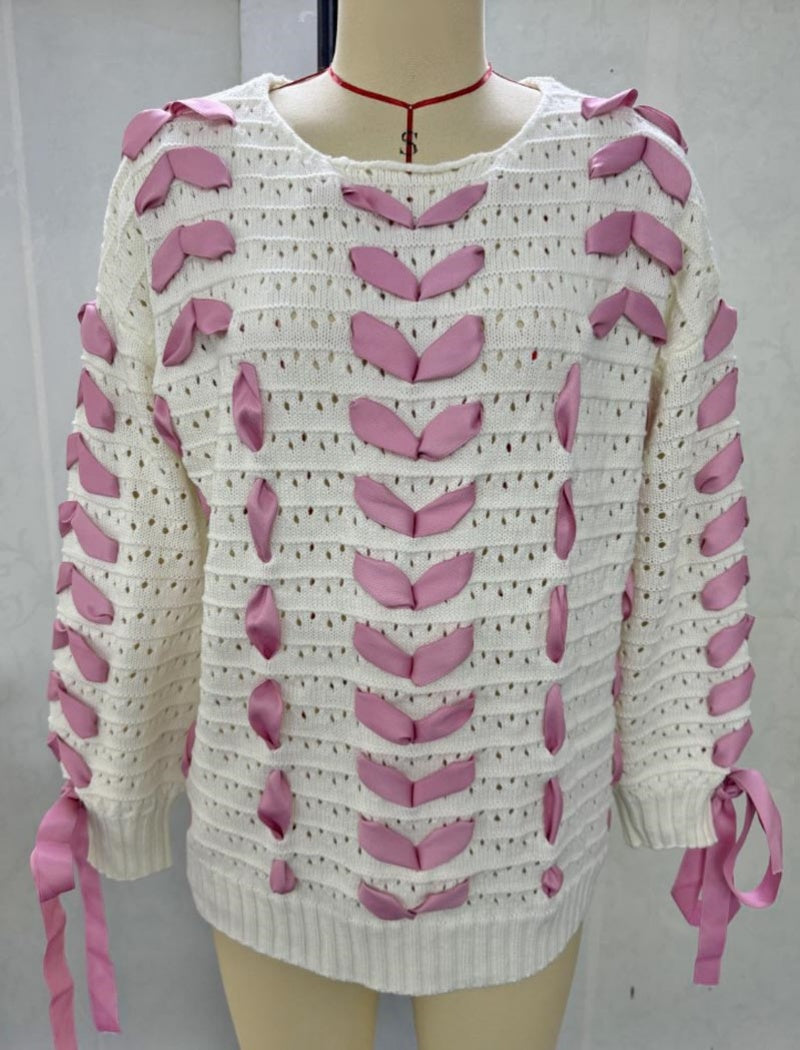 Crewneck Ribbon Sweater