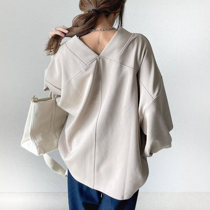 Oversized V-Neck Casual Pullover