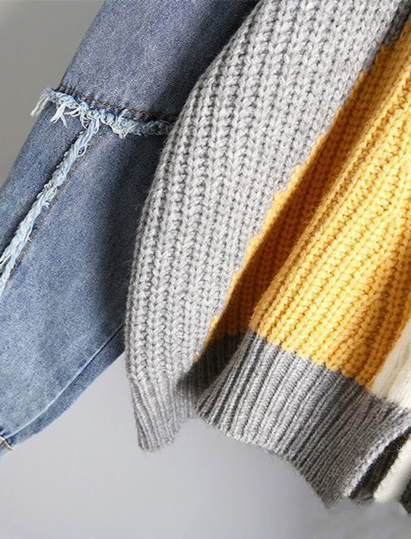 Patchwork Distressed Sweater