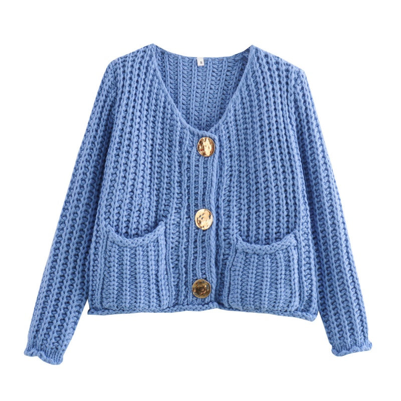 Chunky Knit Button-Down Cardigan