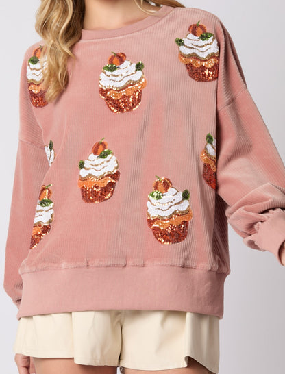 Sequin Cupcake Embellished Pullover