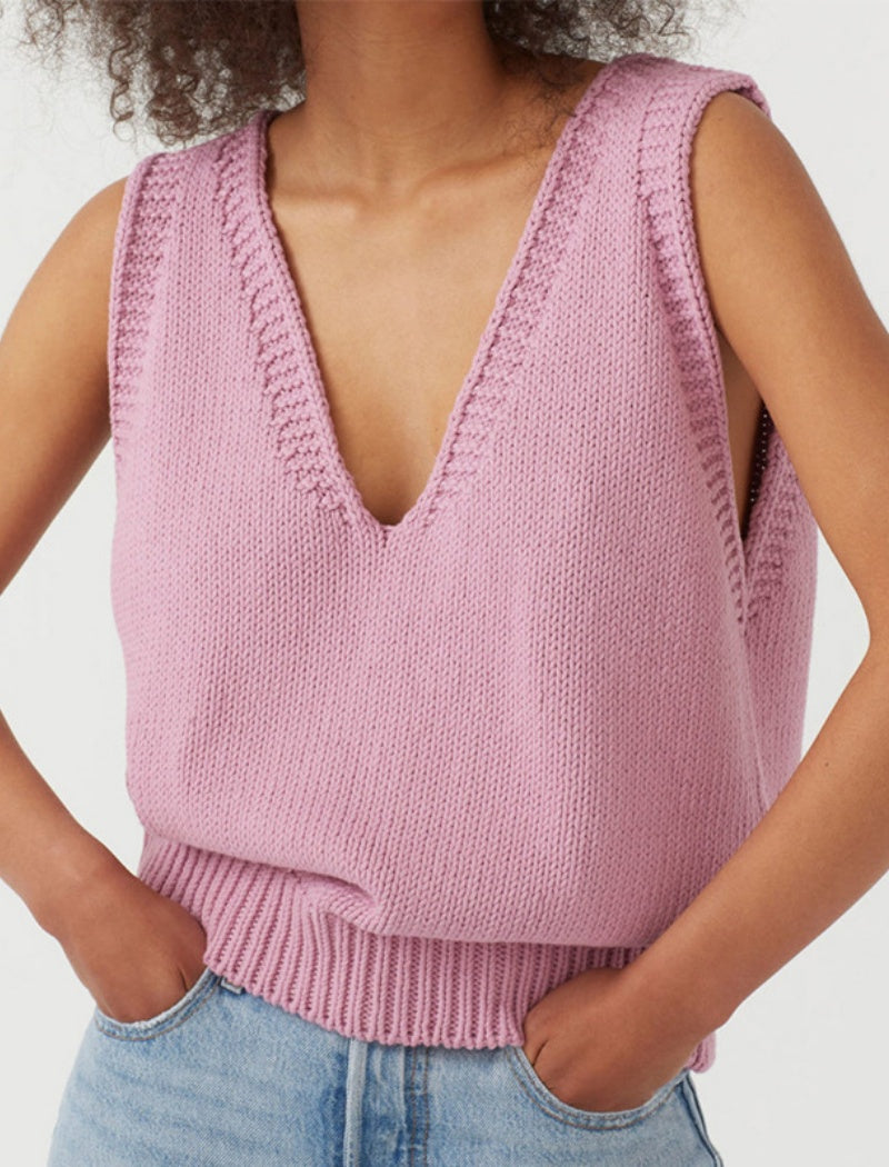 V-neck Knit Sleeveless Vest