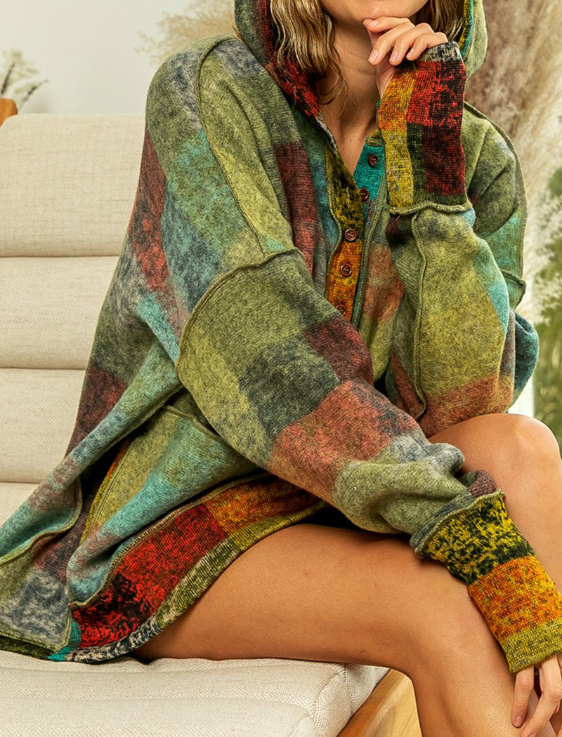 Multicolor Patchwork Oversized Hoodie