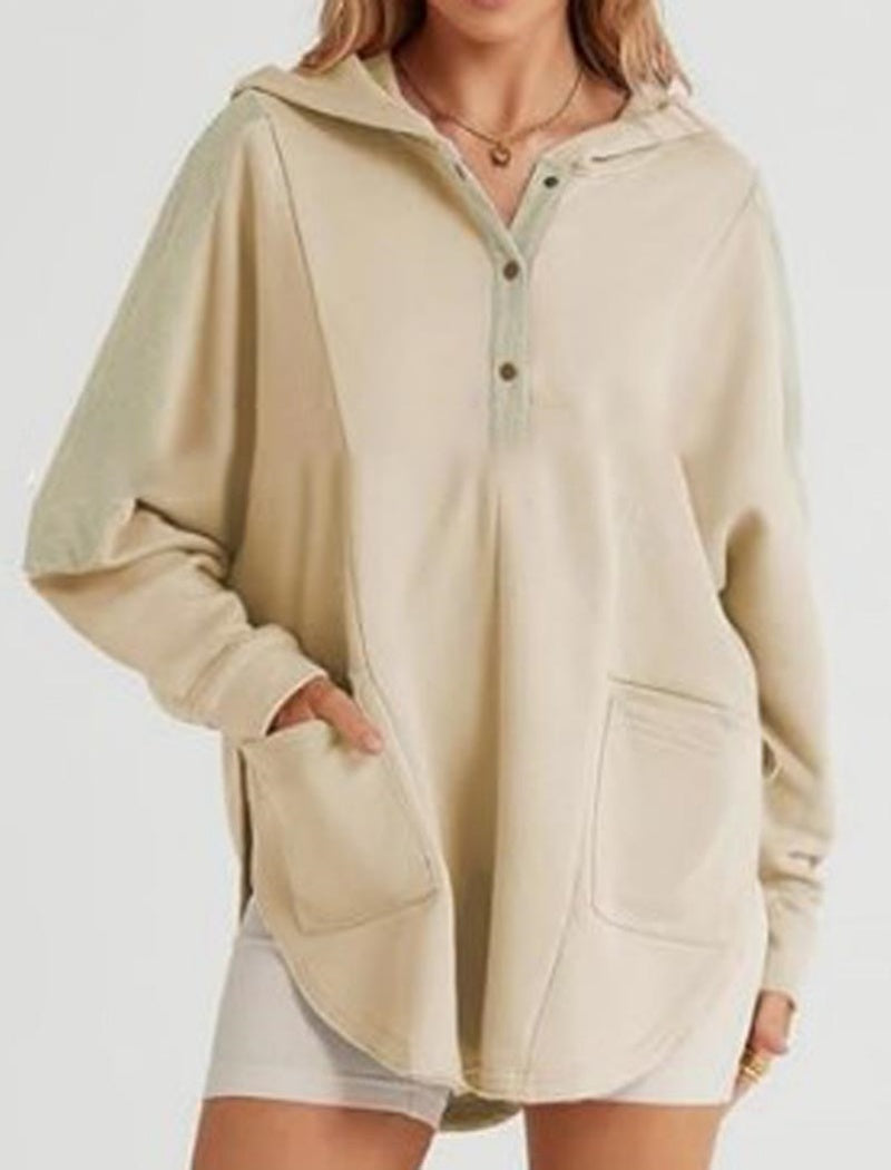 Hooded Button-Up Casual Tunic