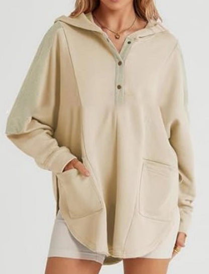 Hooded Button-Up Casual Tunic