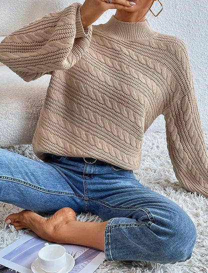 Cable Knit Mock Neck Sweater