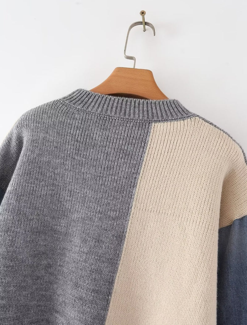 Patchwork Knit Sweater