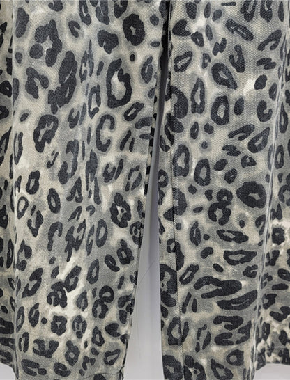 High-Waist Leopard Print Wide-Leg Pants