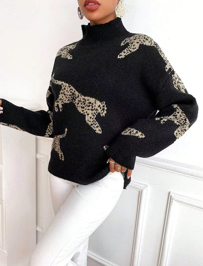 Leopard Pattern Knit Sweater