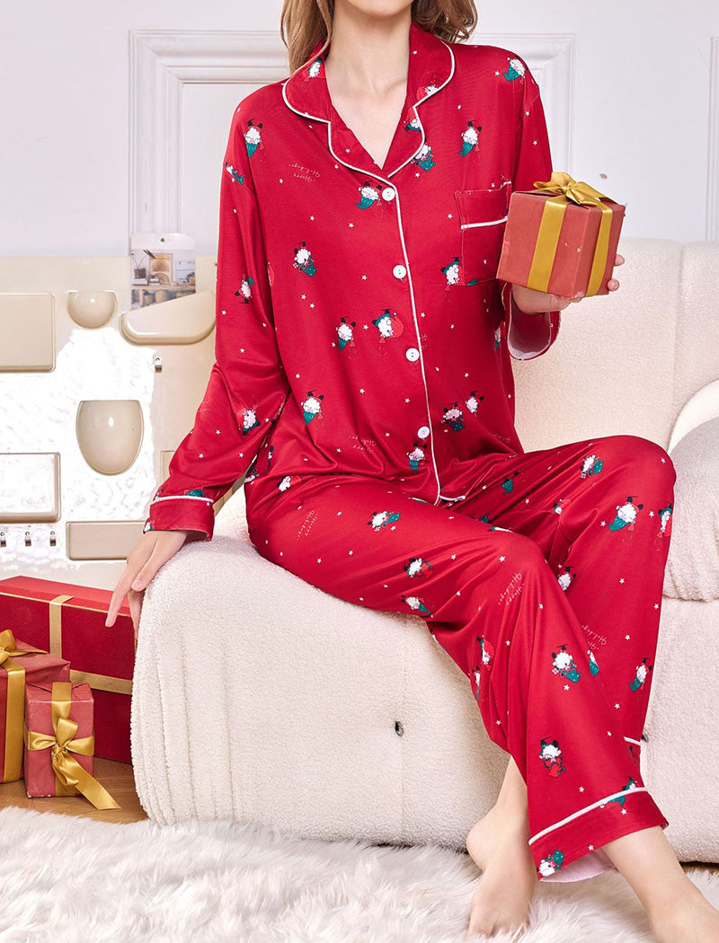 Festive Snowman Print Pajama Set