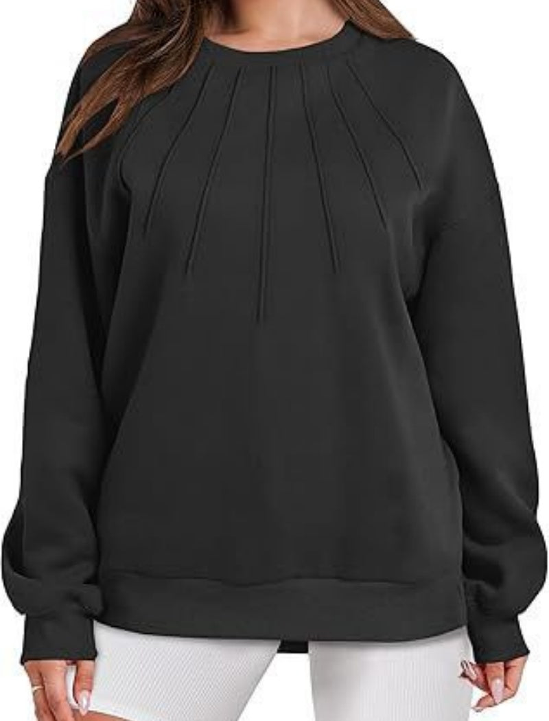 Pleated Detail Crewneck Top