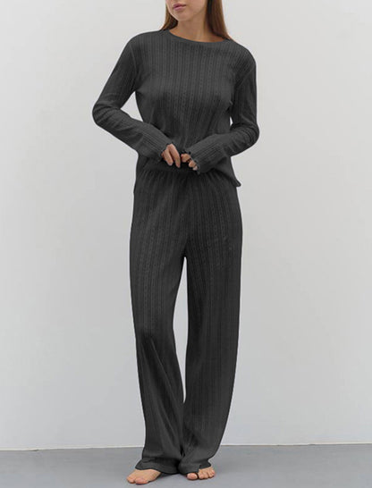 Ribbed Lounge Set with Long Sleeves