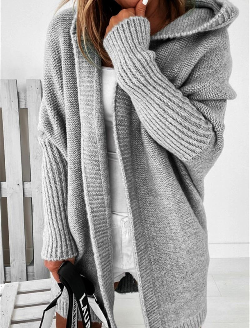 Oversized Knit Hooded Cardigan