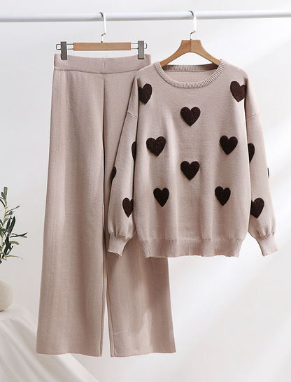 Knitted Two-Piece Set with Heart Detail