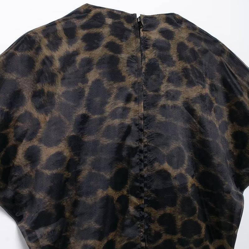 Sheer Leopard Print Cape Blouse