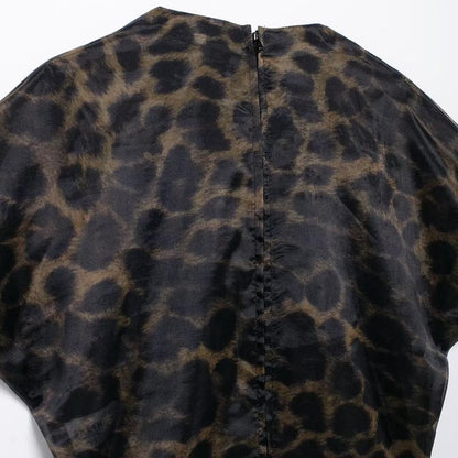 Sheer Leopard Print Cape Blouse