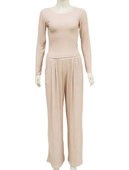 Ribbed Wide-Leg Lounge Set