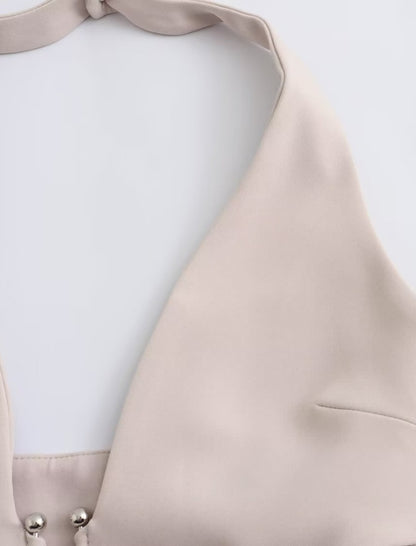 Halter Cutout Backless Wide-Leg Jumpsuit