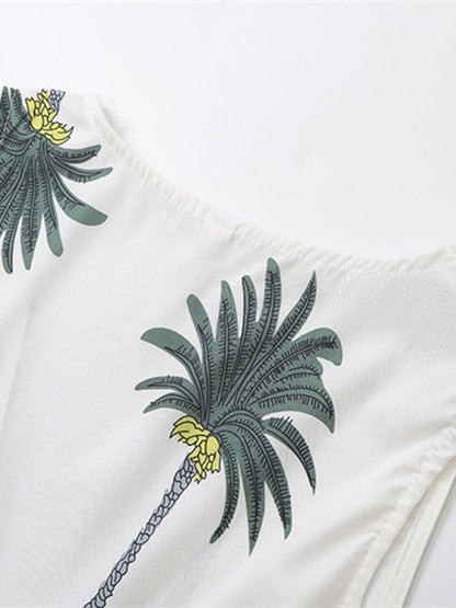 Palm Tree Print Vest and Pants Set