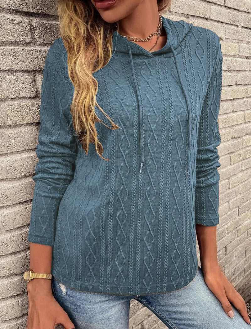 Solid Color Casual Long Sleeve Hoodie