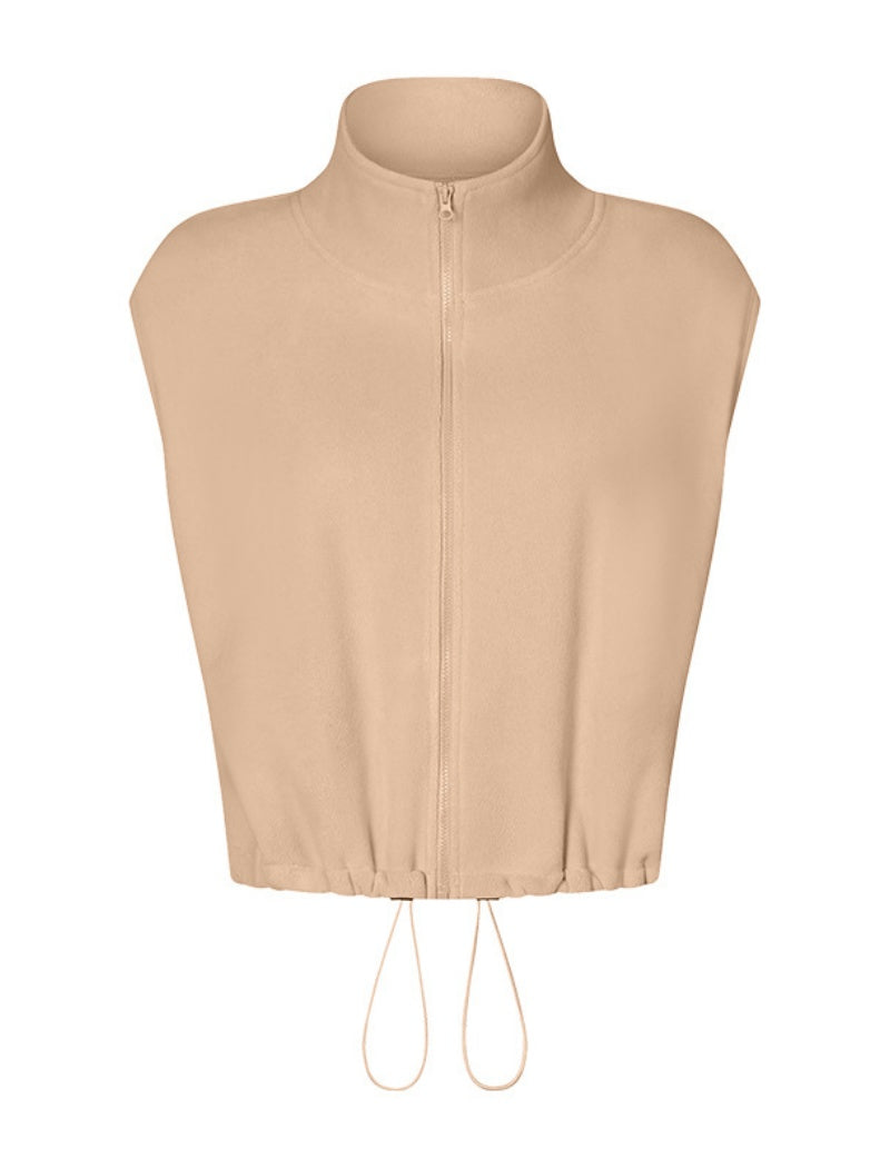Drawstring High Neck Cropped Vest