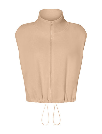 Drawstring High Neck Cropped Vest