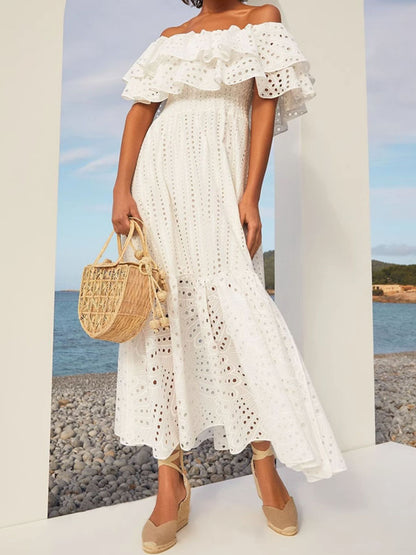 Off-Shoulder Ruffle Maxi Dress